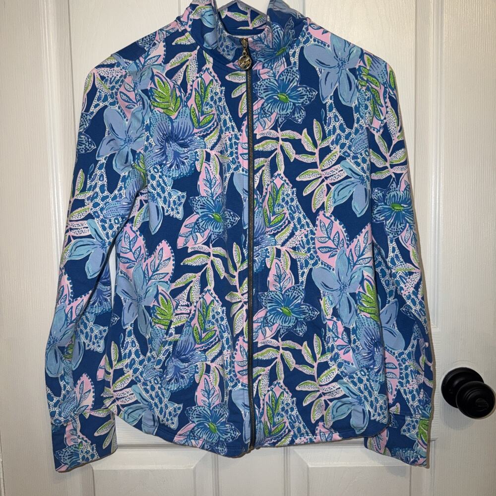 Lilly‎ Pulitzer Leona Full Zip Jacket Floral Giraffe Print Size XS
